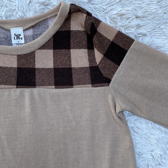 Sew In Love Plaid Hacci Top 💗 Tan & Brown - Picture 6 of 13